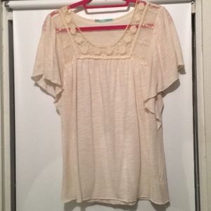 Cream Flowy Boho Lace Shirt